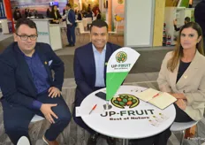 Up-Fruit from Brazil had Danilo Piovesan, Matheus Donofrio and Amanda Carlos meeting with clients. They export ginger, limes, sweet potatoes and pumpkins and compete with France in Europe for pumpkins, which makes it difficult for them.